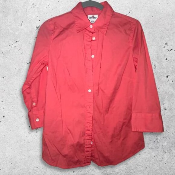 Haberdashery For J.Crew Henley Collared Blouse Button Up Red Coral Women's Small - Picture 1 of 5